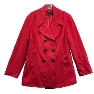 Jones New York Pea Coat Women's 14 Red Wool Blend Preppy Academia Corpcore 90's